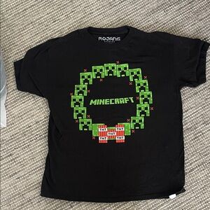 Minecraft Black and Green Kids Short Sleeve Tee